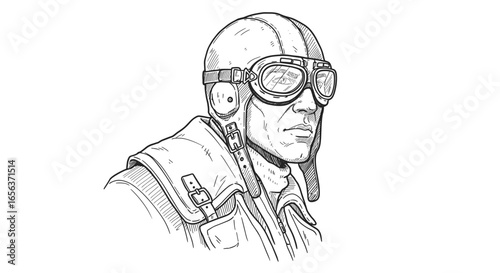 Wallpaper Mural Vintage aviation pilot drawing with helmet and goggles sketch art vector illustration for print and design - Torontodigital.ca