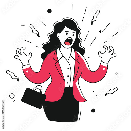 Stress and Emotional Reaction Business Woman Illustration