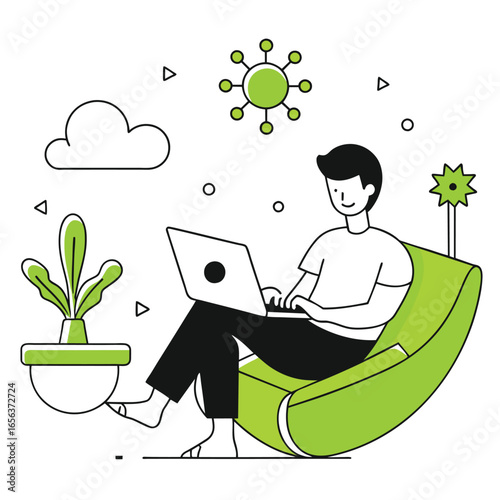Remote Work and Freelance Lifestyle Illustration