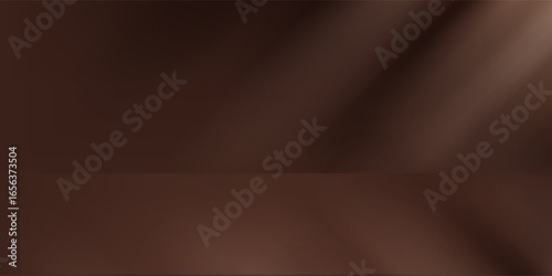 Background brown chocolate color.Studio background of shadow,light on 3d podium for product design, modern for display product