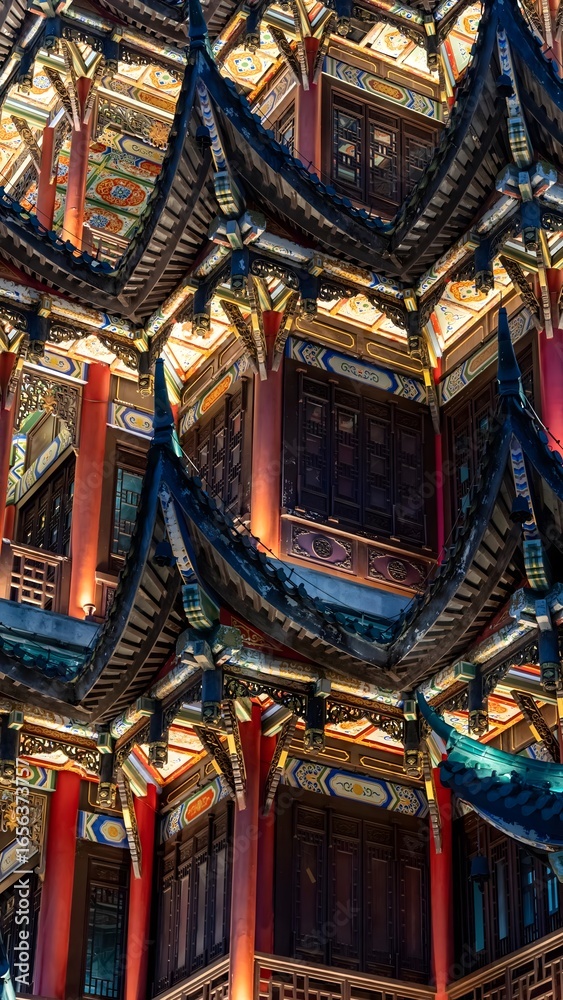 Obraz premium Captivating Aerial View of Traditional Chinese Architecture in Chongqing, China - Scenic Urban Panorama