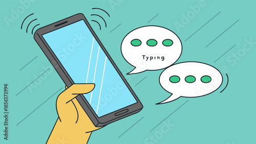 Handheld Smartphone with Typing Notification.