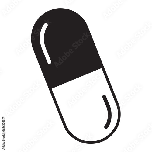 Black and white capsule pill icon allergy antibiotic