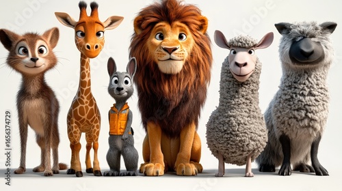 Animated animal group portrait