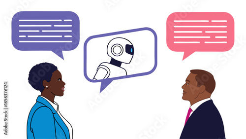 HumanAI Communication Business Professionals Discussing Artificial Intelligence.