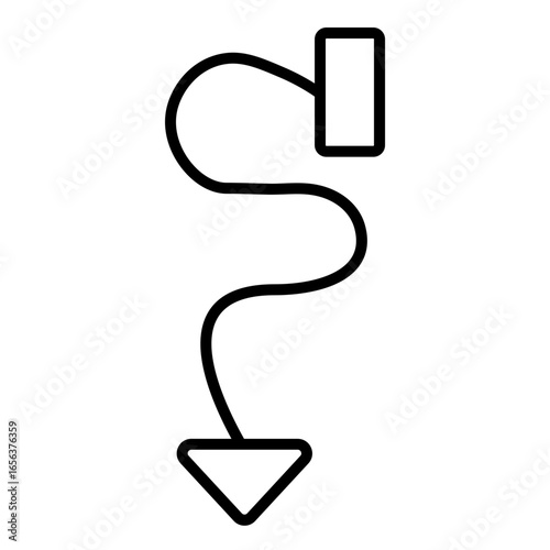 Fluid outline icon illustrating a winding descent from a clear origin point.