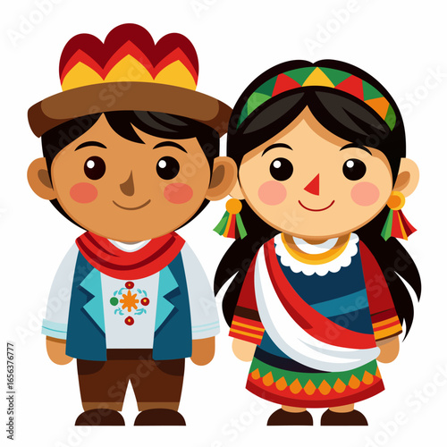 Andean Couple in Traditional Clothing. A Vibrant Celebration of South American Culture