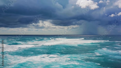 Stormy ocean waves landscape, Aerial drone view, Bird Eye View 4K Cinematic Drone 