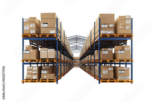 Storage warehouse isolated on transparent background