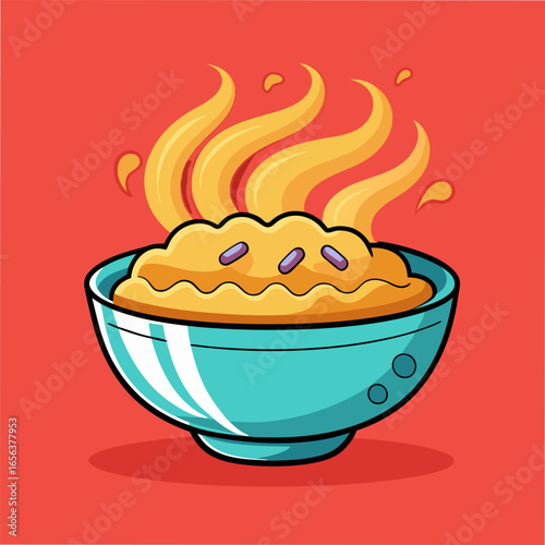 Hot Oatmeal in a Bowl . Delicious and Warm Breakfast Food