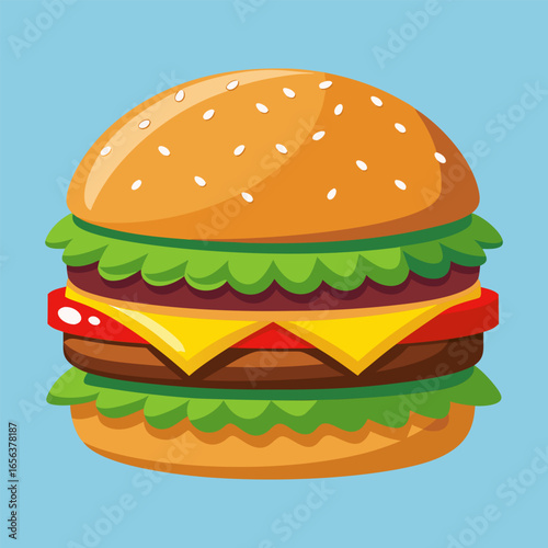 Mouthwatering Double Decker Burger.  A Culinary Delight
