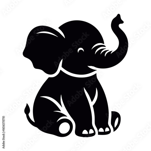 baby elephant simple black and white