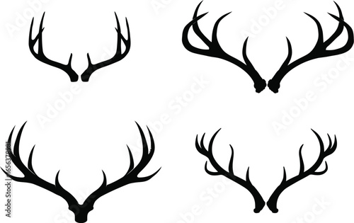 Black antlers, deer horns, nature symbol VECTOR