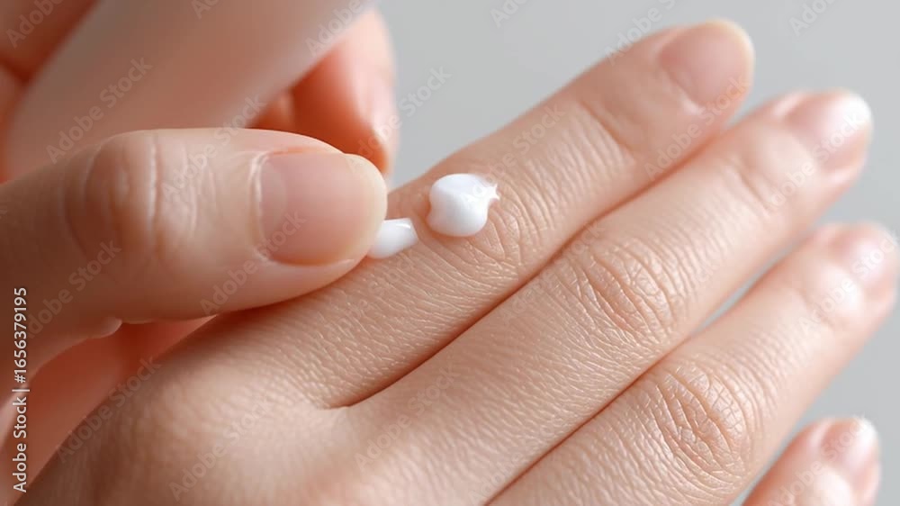 Moisturizing cream applied on hand skin enhances skincare routine for beauty makeup care with smooth texture, hydration, and healthy soft skin maintaining natural glow and moisture Moisturizing cream applied on hand skin enhances skincare routine for beauty makeup care with smooth texture, hydration, and healthy soft skin maintaining natural glow and moisture
