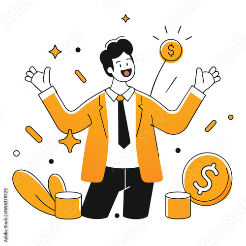  having fun business illustration of a man 