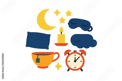 Cozy nighttime sleep routine with moon and stars