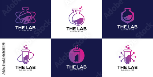 Set of creative orbit labor lab logo design template