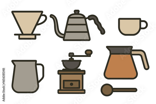 Coffee Brewing Tools Icons