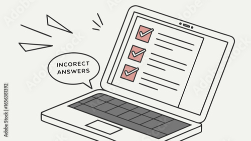 Laptop Display Showing Incorrect Answers with Checkboxes.