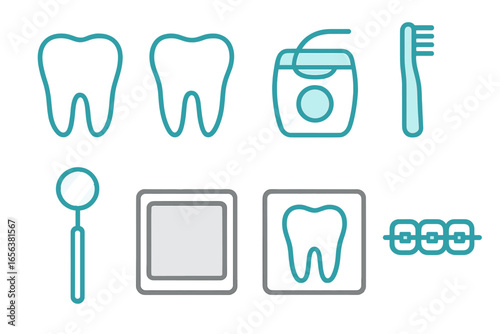 Dental care icons and symbols