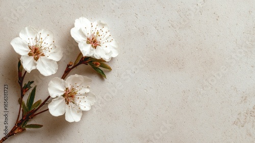 White Blossoms on Neutral Background Creating Minimalist Aesthetic