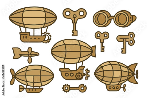Steampunk Airships and Keys Vintage Collection