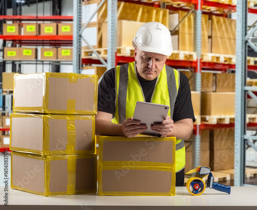 Warehouse worker in safety ...