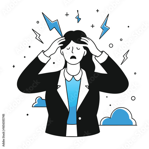 Stressed Businessman Holding Head Illustration