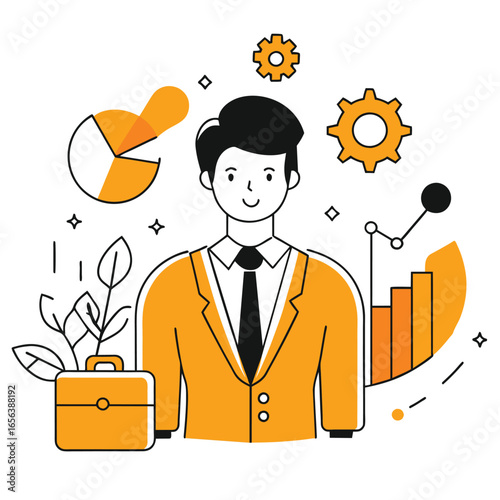 Businesswoman Meditating with Growth Concept