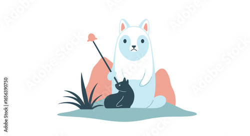 Cartoon weasels playing on ground