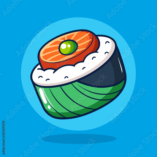 Mouthwatering Sushi Roll.  A Culinary Delight of Salmon and Rice