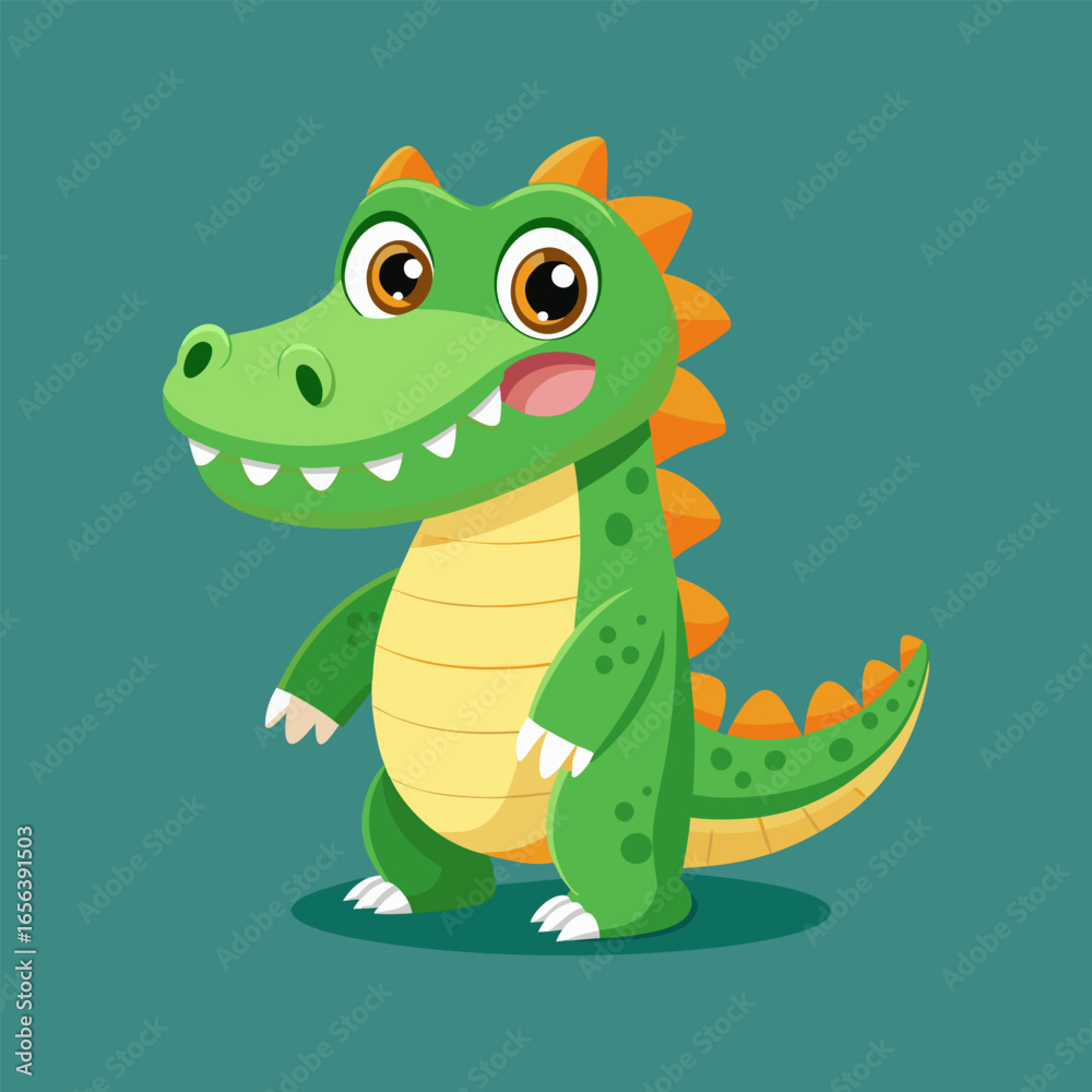 Naklejka premium Adorable Cartoon Crocodile Illustration