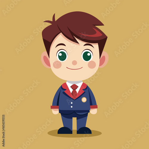 Adorable Cartoon Boy in School Uniform. A Cute Illustration