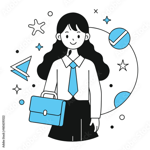 schoolgirl business illustration of a woman  