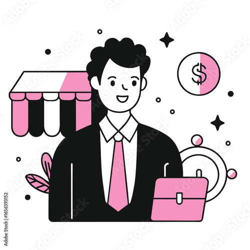 e commerce business illustration of a man  