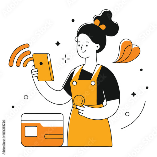  contactless payment business illustration woman