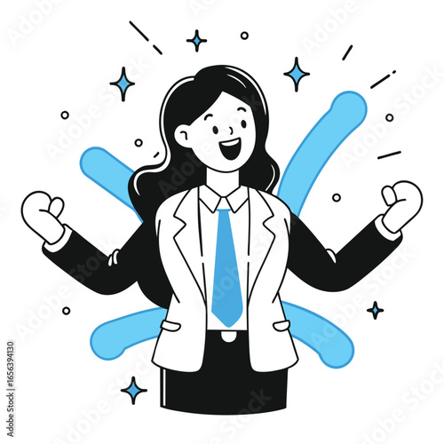 happily surprised business illustration woman