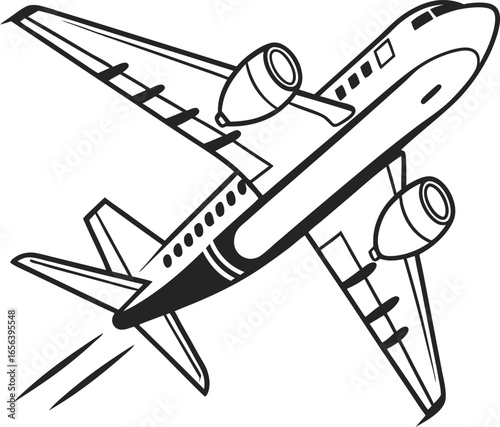 Dynamic jet airplane soaring through the sky leaving a trail of speed, symbolizing travel and adventure with powerful forward motion