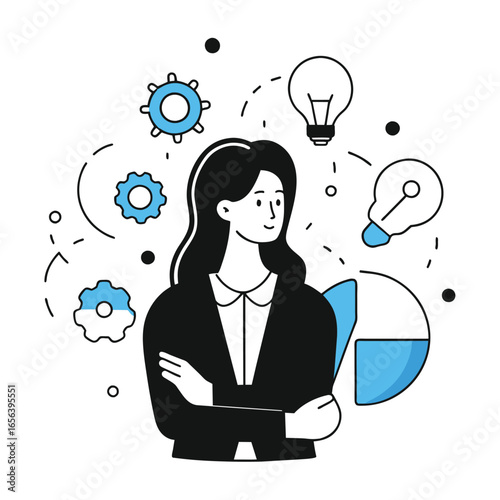 thinking business illustration of a woman