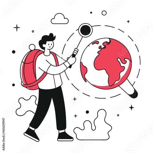exploring the globe business illustration man 