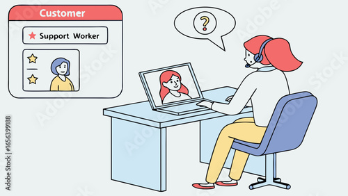 Customer Support Worker in Video Call.