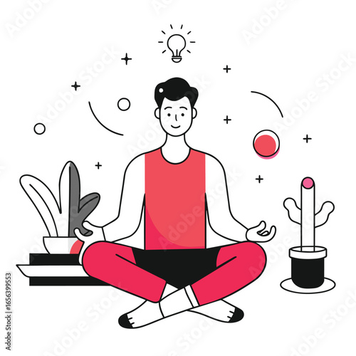 time to yoga business illustration of a man