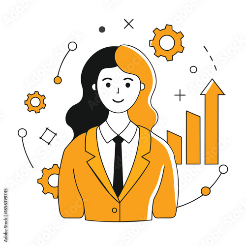 searching business illustration of a woman