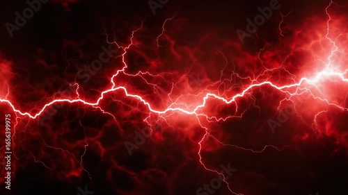 Futuristic glowing red lightning energy effect abstract power background motion graphic design video animation in 4k
