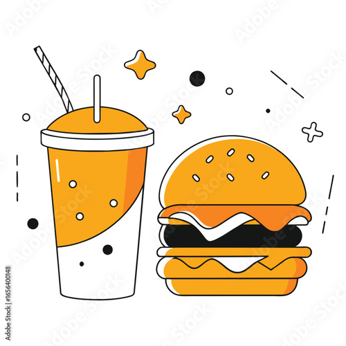  soda and burger  