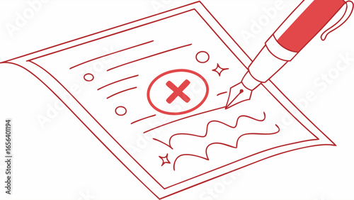 Red Pen Marking a Rejected Document.