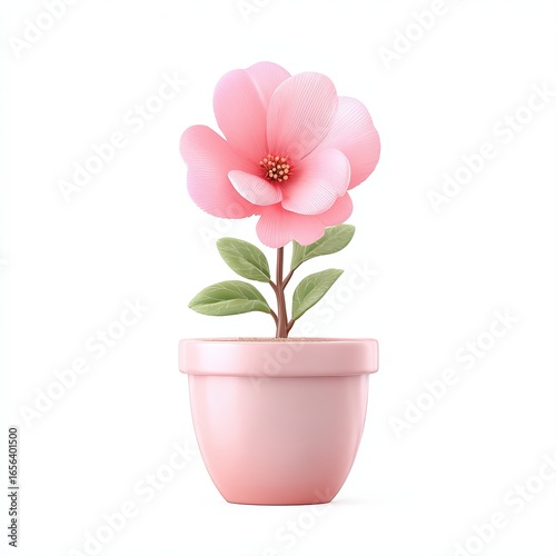Wallpaper Mural A soft pink flower in a light pink pot, radiating beauty and freshness, Ideal for home decor, gardening blogs, or wellness themes, adding a touch of nature and elegance to any project, Torontodigital.ca