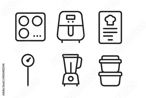 Kitchen Appliance Line Art Icons