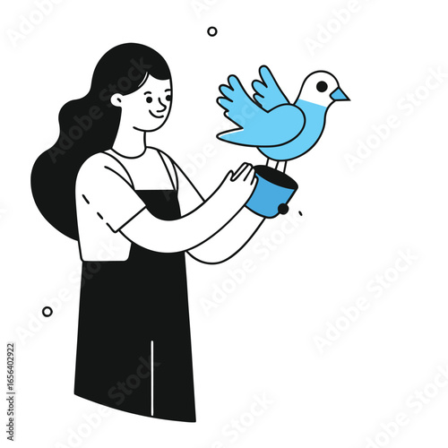 girl with a bird