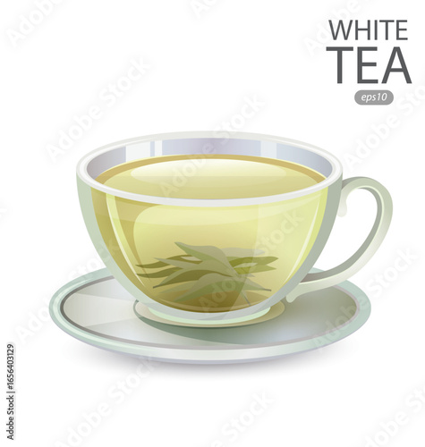 Cup of White Tea isolated on white background. Vector illustration.